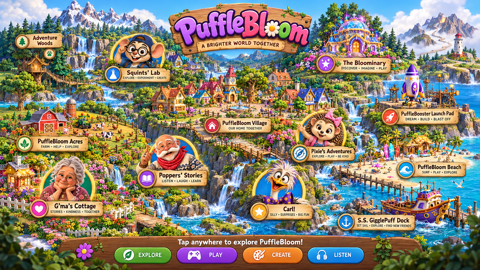 Interactive PuffleBloom world map